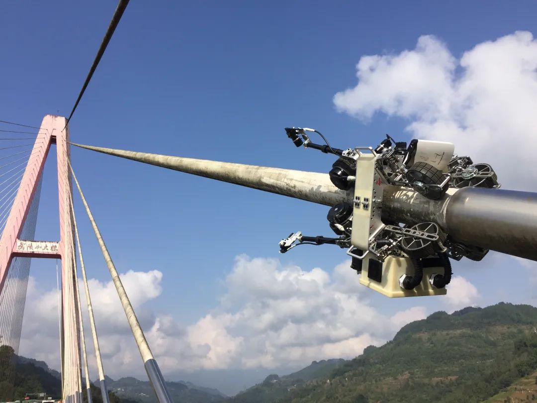 自主研發橋梁斜拉索檢測機器人“上崗”，高效完成檢測任務